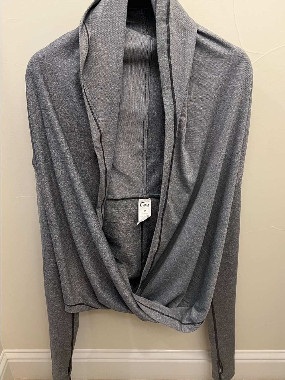 Women's Gray Hooded Draped Front Cardigan Sweater